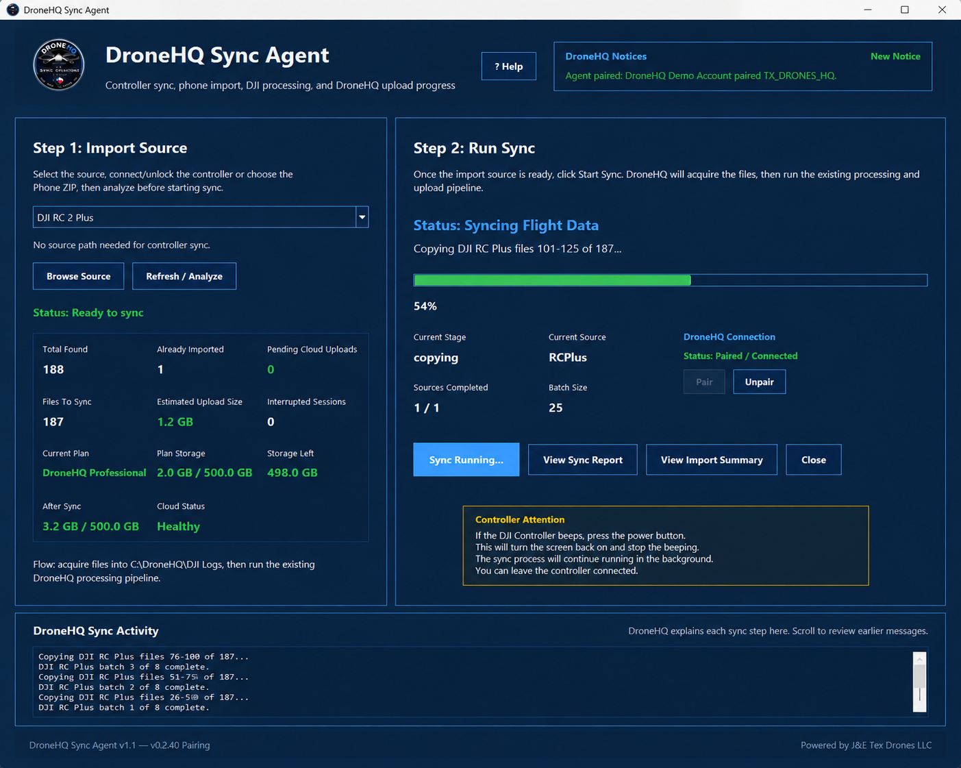 DroneHQ Sync Agent